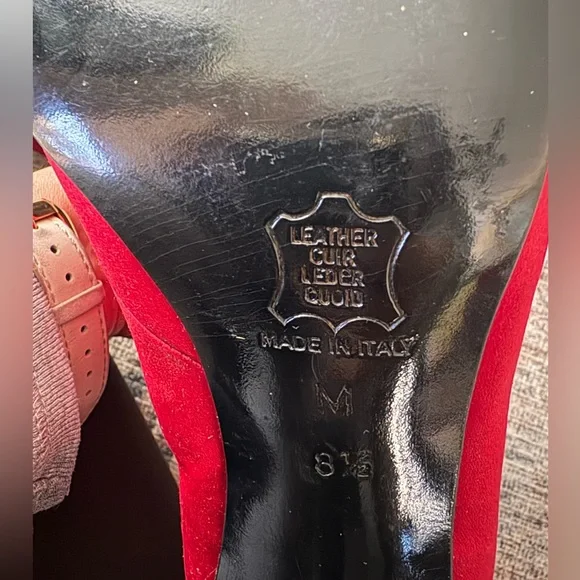 Vintage Yves Saint Laurent Red Satin Lace-Up Ankle BootsItalyBlock Heel